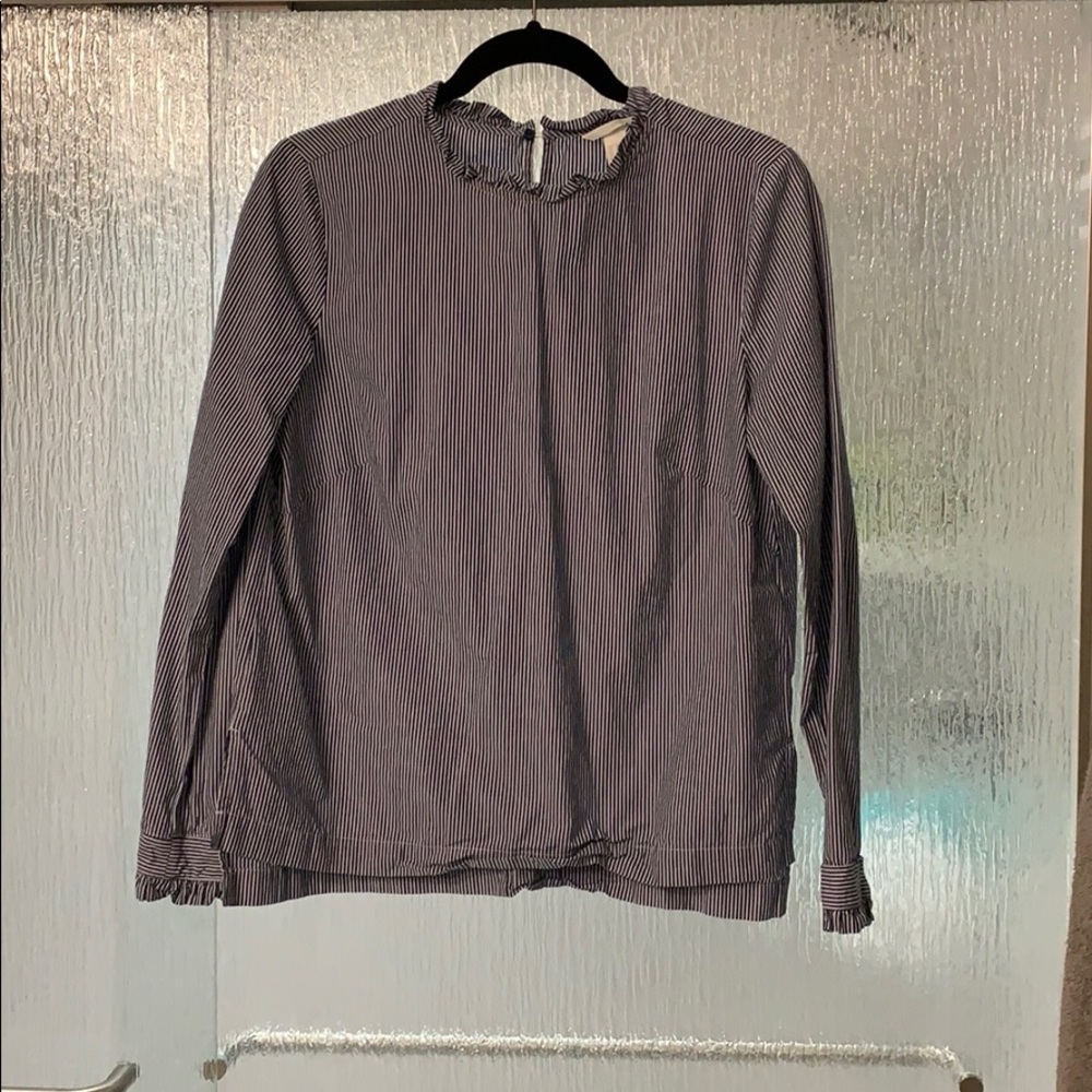 H&M longsleeve blue and white striped blouse